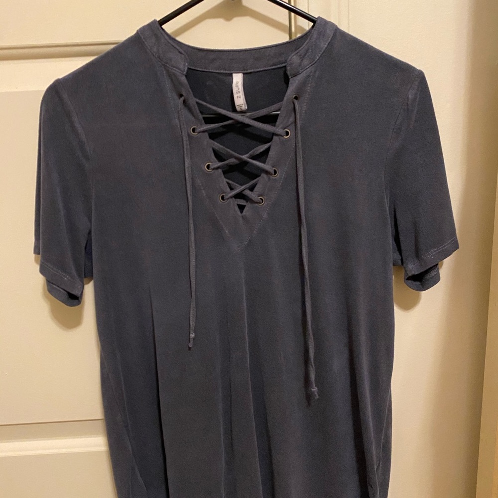 Navy Blue Velvet Top